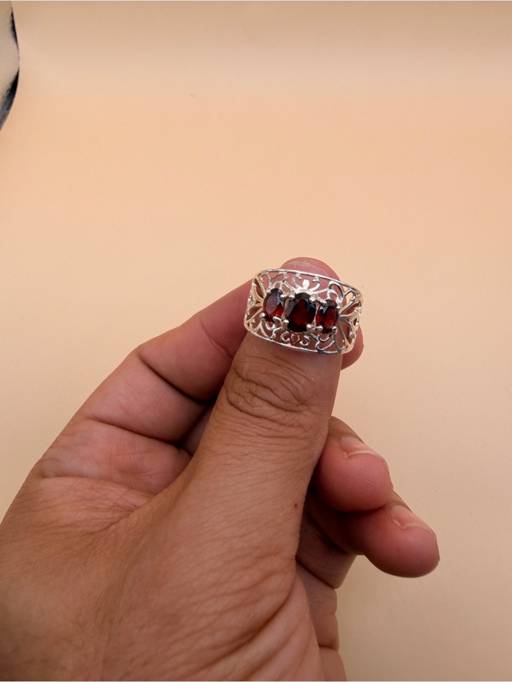 925 Sterling Silver 1.75 Ctw Garnet Ring Size 10.